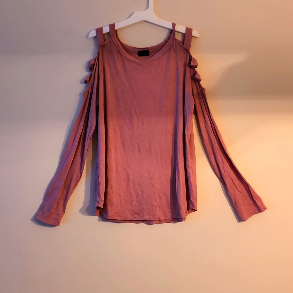 Large Muave LS shirt with shoulder slits